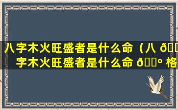 八字木火旺盛者是什么命（八 🕊 字木火旺盛者是什么命 🌺 格）